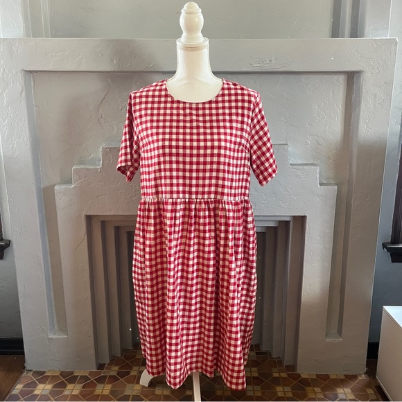 Shiny By Nature Dresses & Skirts - Shiny by Nature Red Gingham Dress Cotton Knee Length S